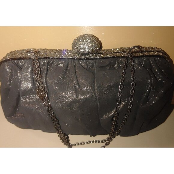 Clara Kasavina Handmade Black Satin & Rhinestone Evening Bag - Picture 1 of 10
